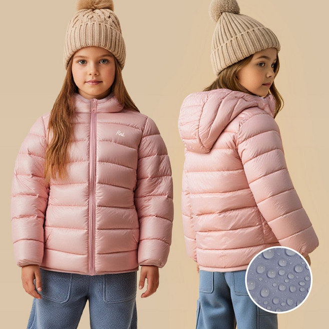 알앤엘 아동용 웜라이트 후드 경량 패딩 점퍼 겨울 키즈 집업 자켓
