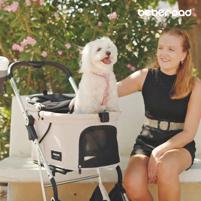 베베로드 T4 프리미엄 강아지 애견 유모차 접이식 캐리어, 베베로드 T4 베이지, 1개