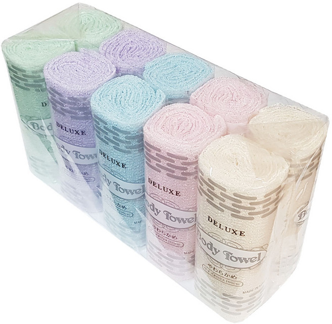 국내산 파스텔 샤워타올(10장) 때타올 목욕타올, 1세트, 10개입, 오색201018