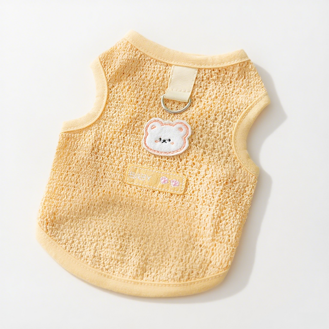 차르미콜 반려동물 강아지옷 애견옷 나시티 티셔츠, 옐로우, 1개