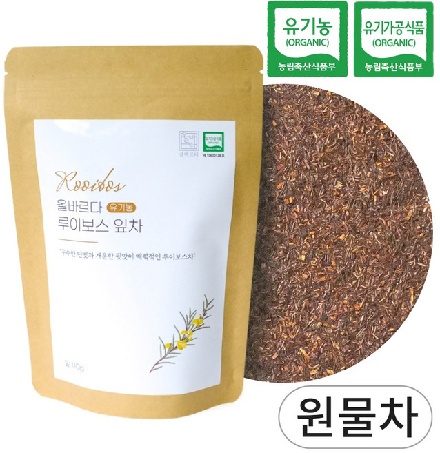 올바르다 유기농 루이보스 차 티 잎차 리필 원물, 1개, 1개입, 110g