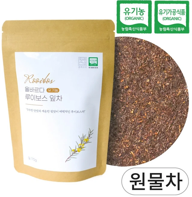 올바르다 유기농 루이보스 차 티 잎차 리필 원물, 1개, 1개입, 110g - 쿠팡