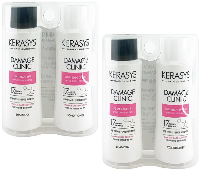 애경 케라시스 데미지 클리닉 단백질 (샴푸+컨디셔너) 여행용 샴푸세트 1인가족 필수템, 2개, 60ml