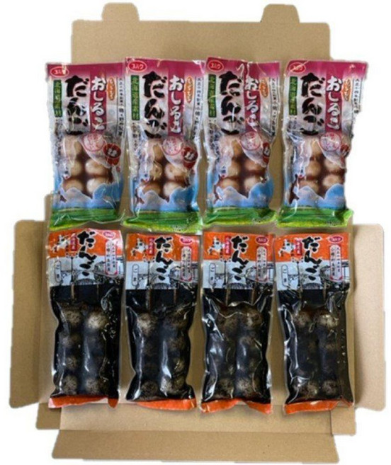 일본 미타라시 당고 경단 쫄깃한 떡꼬치 /홋카이도산 깨맛4 + 팥고물맛4 8팩세트, 1개