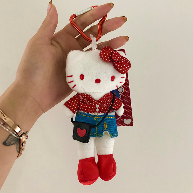 정품 헬로키티 롱다리키티 가방고리 가방 꾸미기, 1개, 레드