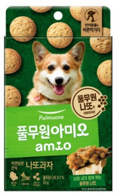 풀무원 [풀무원 아미오] [반려견] 자연담은간식 두부과자 50g 건조간식/육포, 나또맛, 1개