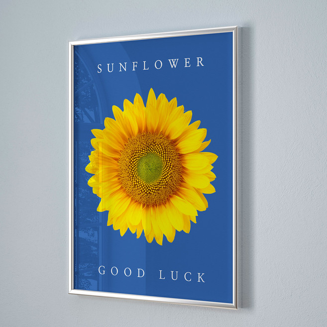아트위크엔드 해바라기액자 포스터 모던해바라기03, 중형 42x59cm [A2], ( 포스터 액자) 라운드 실버 프레임
