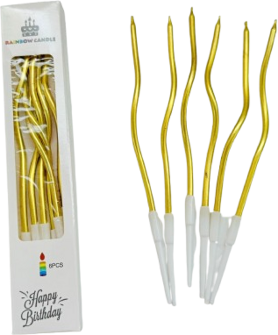 데일리어썸 웨이브 초 생일초 파티초 생일파티 파티용품, 3팩, 골드