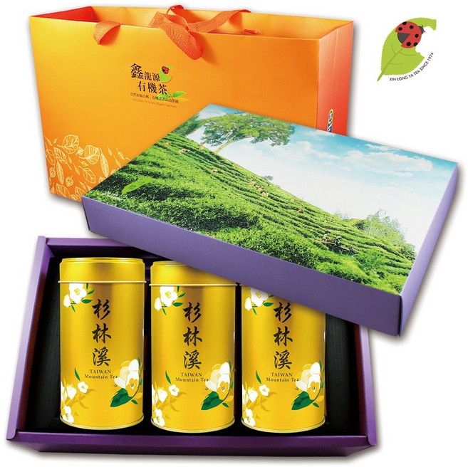 鑫龍源 杉林溪高山紅茶禮盒, 1個, 有機烏龍蜜香紅茶20g*3罐+禮盒+提袋, 20g, 3個裝