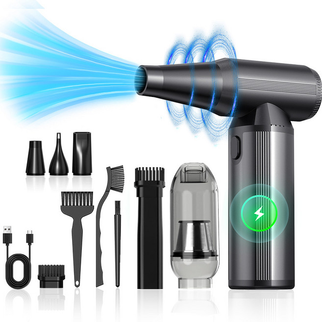 엘에스 무선 에어건 청소기 차량용 캠핑용 가정용 송풍 흡입 겸용 W16, 블랙