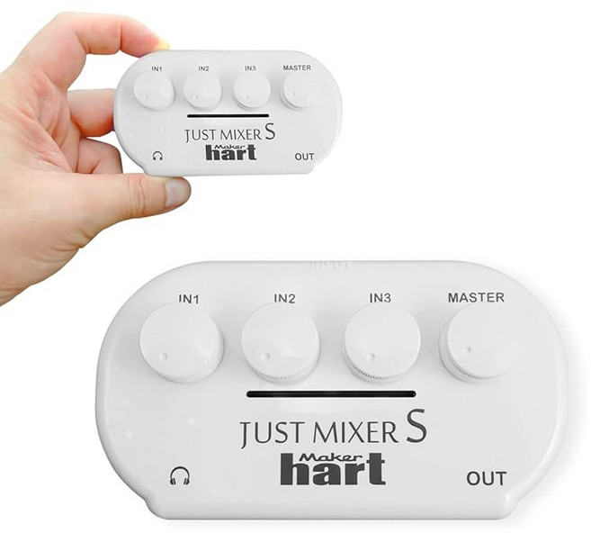 Maker hart Just Mixer S 스테레오 3입력2출력 초소형 음성 믹서와 USB 전원 가능 오디오 믹서, 상세페이지 참조