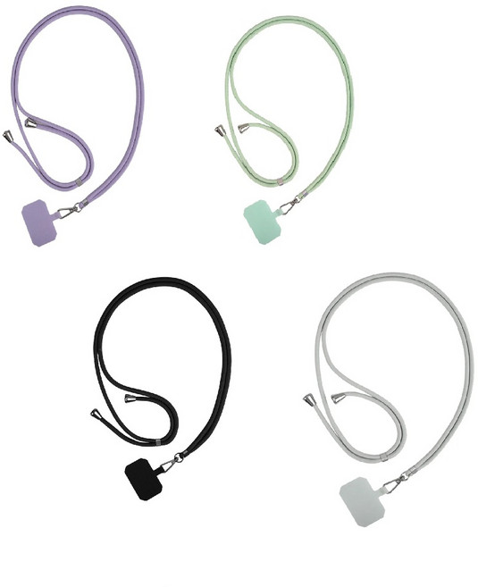 萬能可調式手機掛繩(含夾片) 適用多種手機殼 尼龍材質, 薰衣草紫, 10個