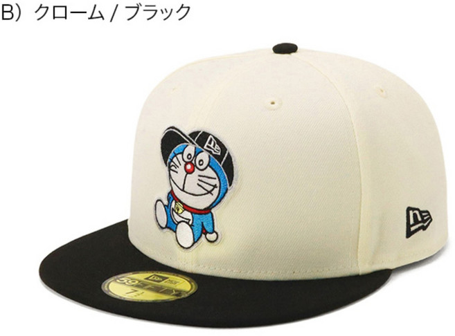 뉴에라 5950 도라에몽 모자 59FIFTY 블랙 크림 그레이 여성용 남성용 야구모자