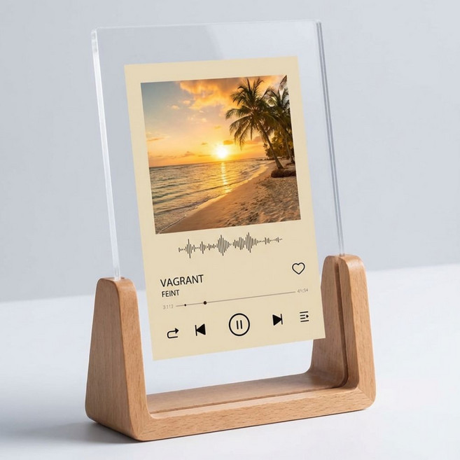 네바스 우드 아크릴 투명 인테리어 스탠드 액자, 1개, 라이트우드