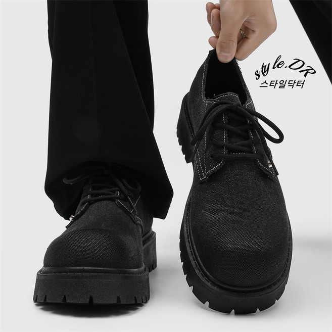 스타일닥터 남성 키높이 캔버스 더비슈즈 미끄럼방지 두꺼운 밑창 캐주얼 로퍼
