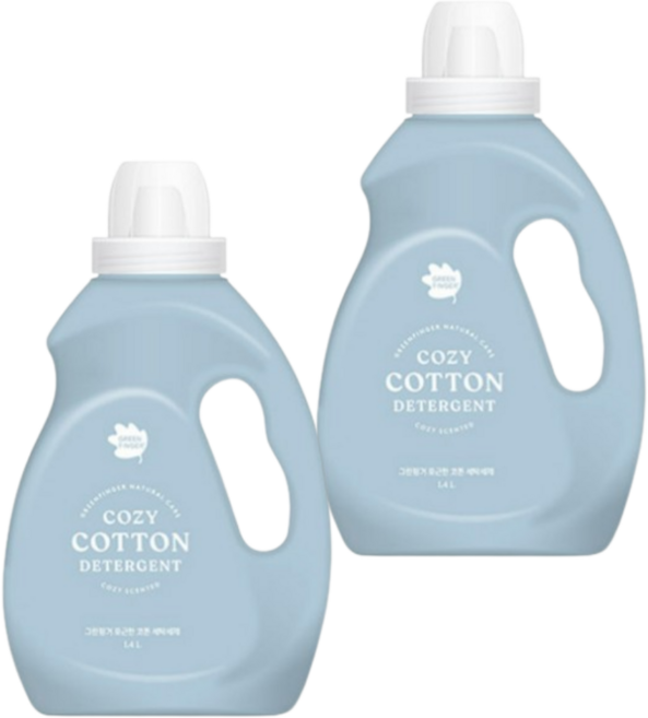 그린핑거 포근한 코튼 액상세제 본품, 1.4L, 2개