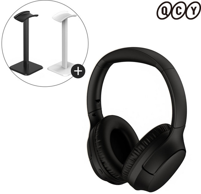 QCY H2 PRO 무선 블루투스 헤드셋 + 헤드셋 거치대 평면형, H2 PRO 블랙 + 헤드셋 거치대 블랙