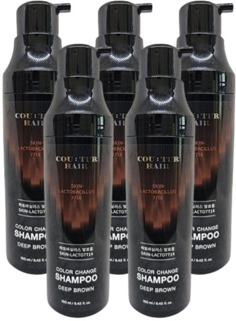 꾸띄르샴푸 시즌4 스킨락토7714 새치 염색 샴푸 190ml 5개, 진갈색