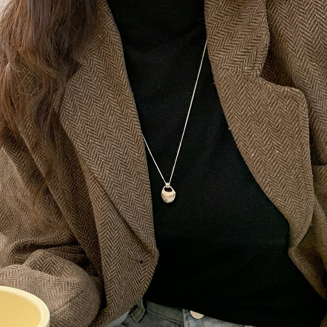 실버925 핸드백모양 펜던트 롱 목걸이