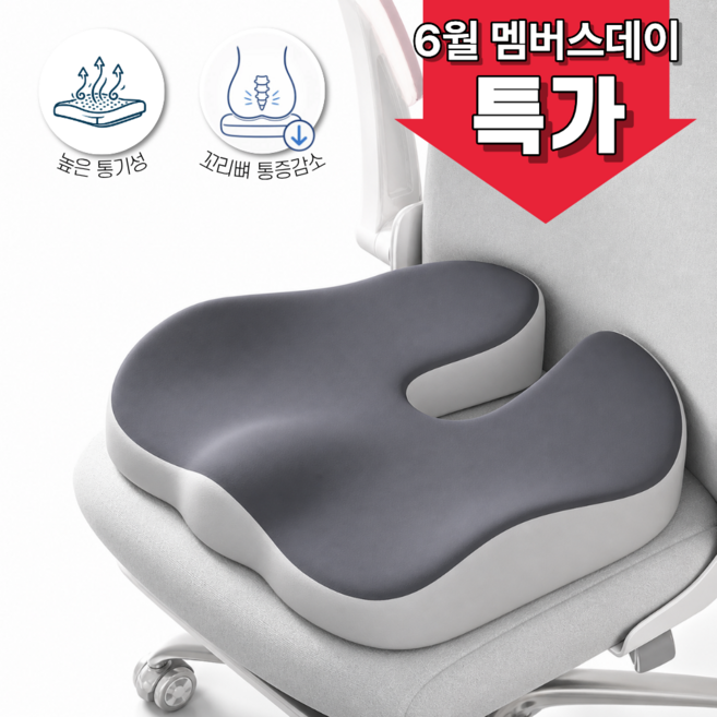 쥬레브 치질방석 고밀도 메모리폼 자세교정 건강방석, 그레이
