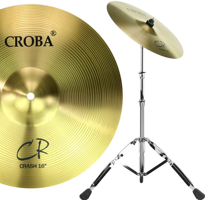 크로바 입문용 1번 심벌 세트 41cm 16인치 고고장구 스탠드 드럼, CCS-01, 추가X