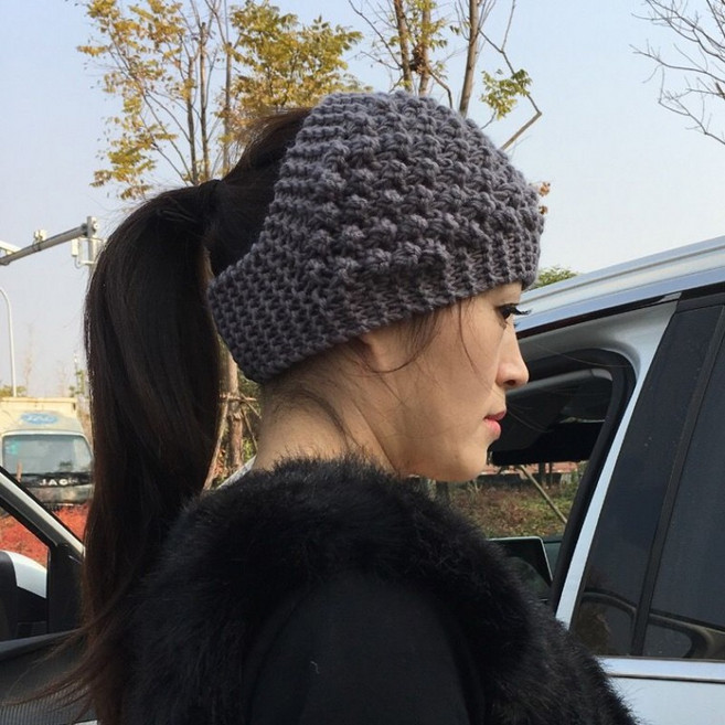 헤어밴드 니트 와이드 파인애플 패턴 워머