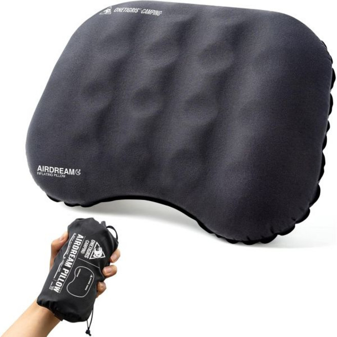여행 배낭여행 하이킹을 위한 원티그리스 에어드림 캠핑 베개 초경량 팽창식 컴팩트, Grey