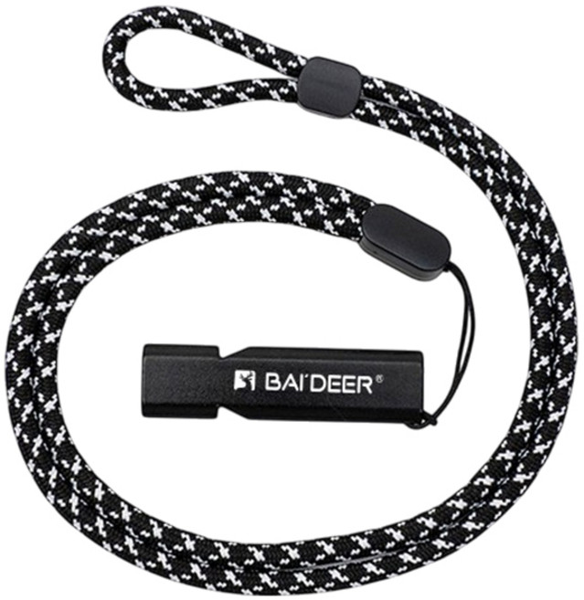 BAI'DEER 便攜求生口哨, 掛繩黑口哨, 1個