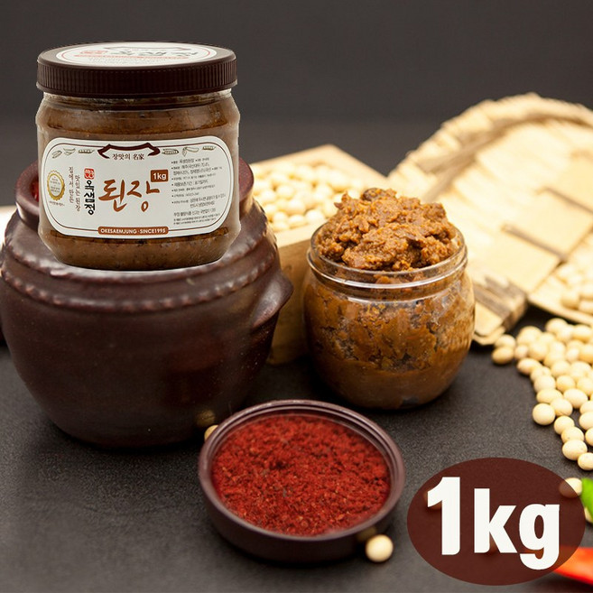 전통 장 맛 명가 옥샘정 국산콩 된장 보리쌀 고추장 100% 국내산 우리농산물, 된장 1kg, 1개, 1kg