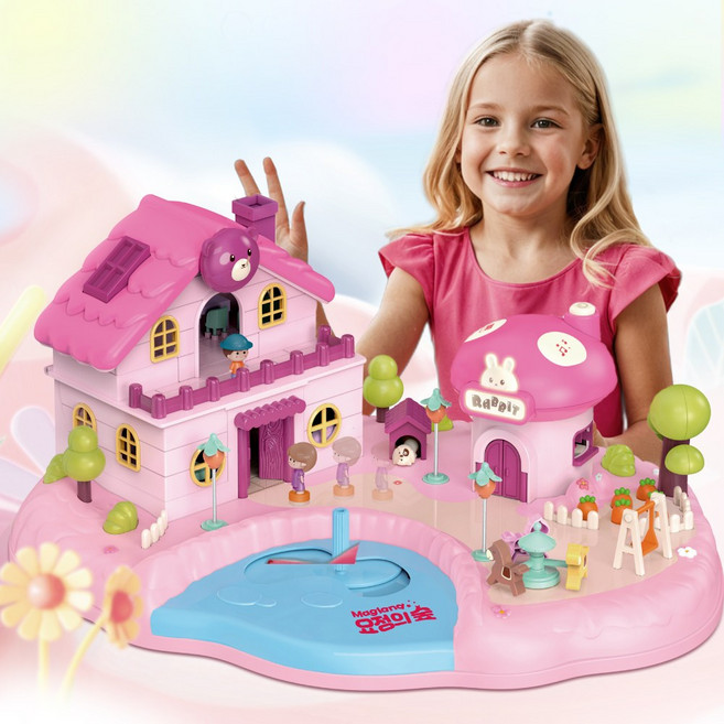 맥랜드 요정의숲 인형놀이 자석 인형집, 핑크, 1개