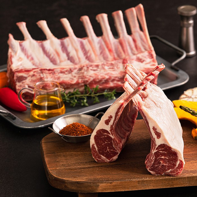 (당일발송) 램스푸드 캠핑 양고기 냉동 양갈비 통프랜치랙 1팩, 1개, 600g~700g, 600g