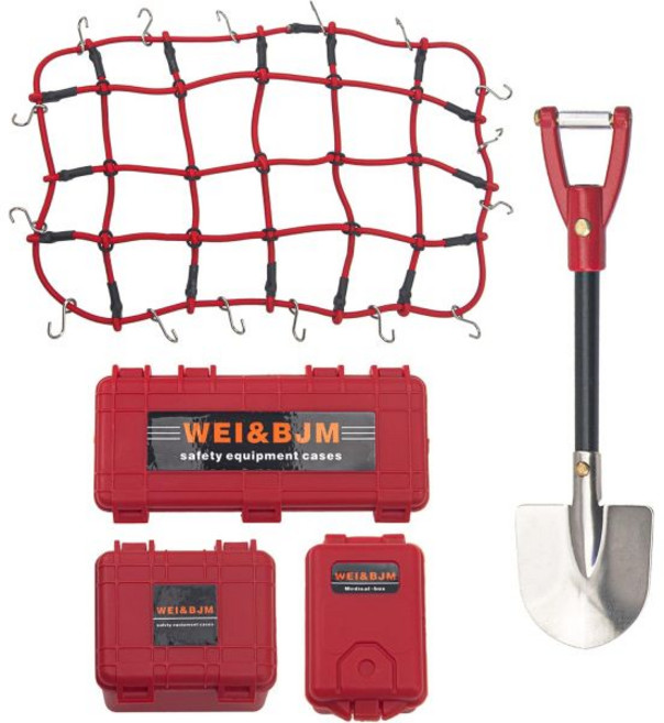 HIRCQOO RC카 커스텀 교체 부품 RC 스케일 신축성 러기지 네트 케이스 삽 장식 액세서리 트랙사스 TRX4 축 SCX10 레드캣 Gen7 D90 TF2 타미야 CC01, HIRCQOO RC카 커스텀 교체 부품 RC 스케일 신