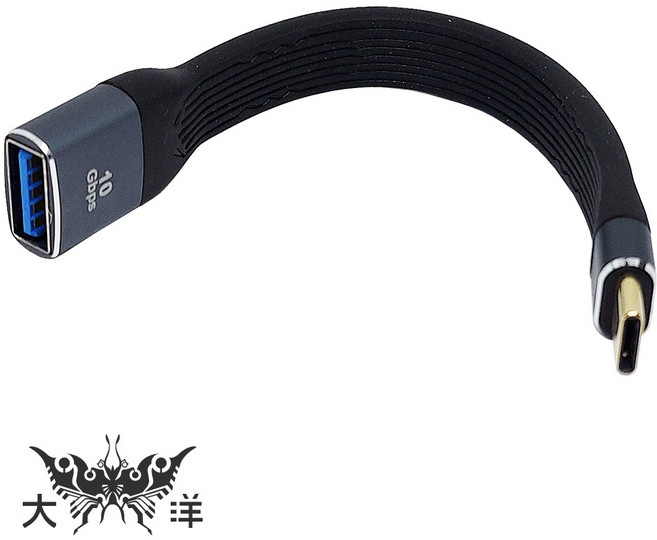 OTG Gen2 Type-C公 對 USB 3.0 A母 高速軟排傳輸線 13cm 傳輸可達10Gbps CV22, 1個