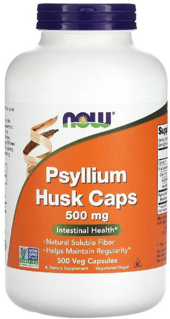 나우 푸드 차전자피 질경이씨앗 Psyllium Husk Caps 500mg 배지캡슐 500정, 1