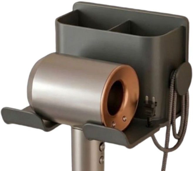 리카렌 무타공 드라이기 거치대 욕실 화장실 선반, 1개, 그레이