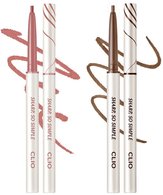 [1+1] 클리오 샤프 쏘 심플 워터프루프 펜슬 라이너 AD, 2개, 010 카카오 브라운, 009 로즈