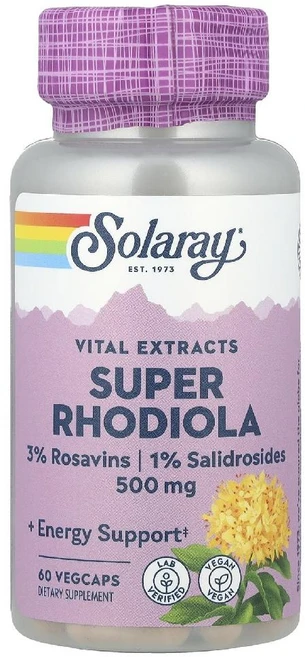 솔라레이 Vital Extracts 슈퍼 로디올라 500mg 홍경천 추출물 베지캡슐 60정, 1개 - 쿠팡