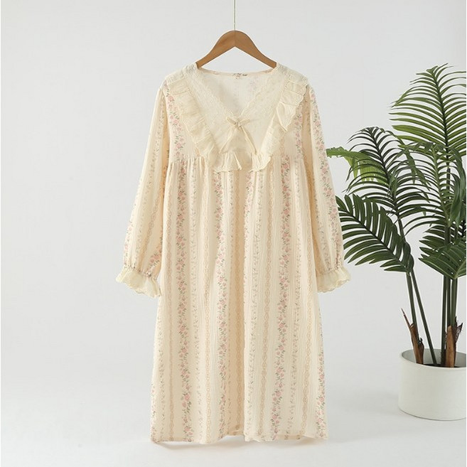 코코부 순면100 이중 거즈면 레이스 프릴 여성잠옷 세트