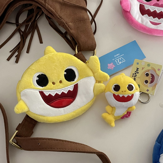 (정품) 핑크퐁 상어가족 동전지갑 미니 파우치 키링