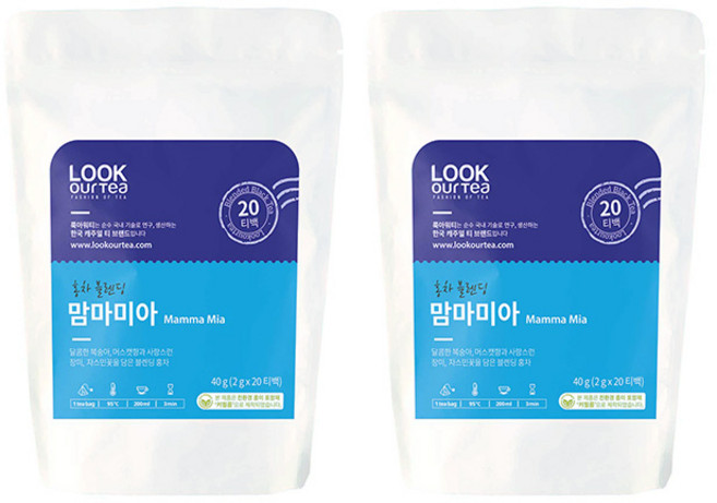 룩아워티 맘마미아 20티백 홍차 블렌딩, 2g, 20개입, 2개