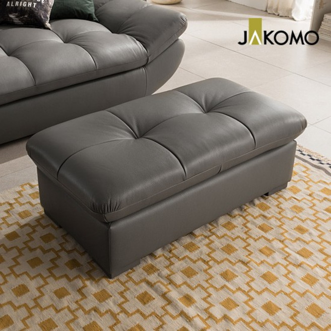 버블리 4인 천연면피 소가죽 스툴, 오렌지