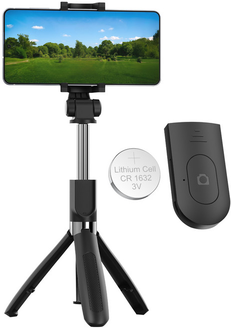 로랜텍 알티 경량 삼각대 리모컨 블루투스 휴대폰 셀카봉, RT32(블랙), 블랙, 1개
