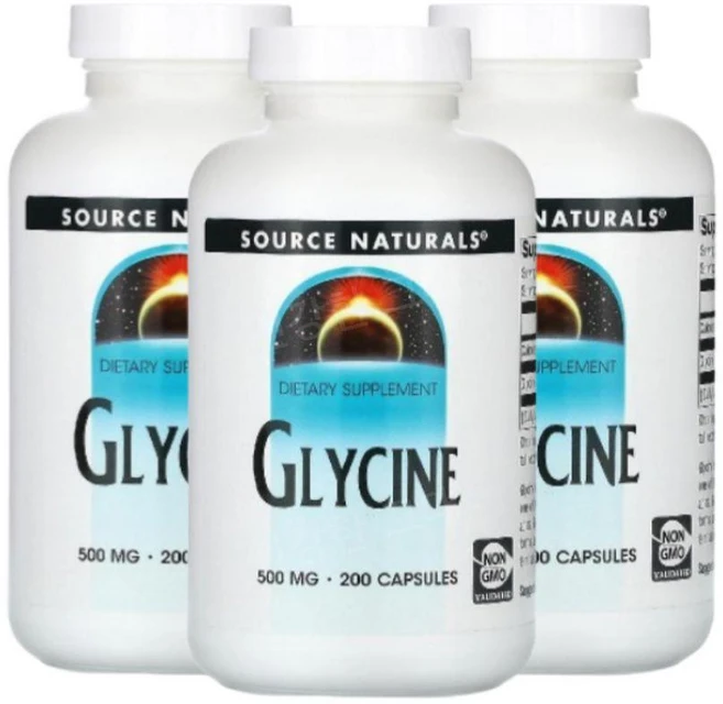 소스내추럴스 글라이신 Glycine 500mg 200캡슐 3개 글리신 단백질 ATP, 200정 - 쿠팡