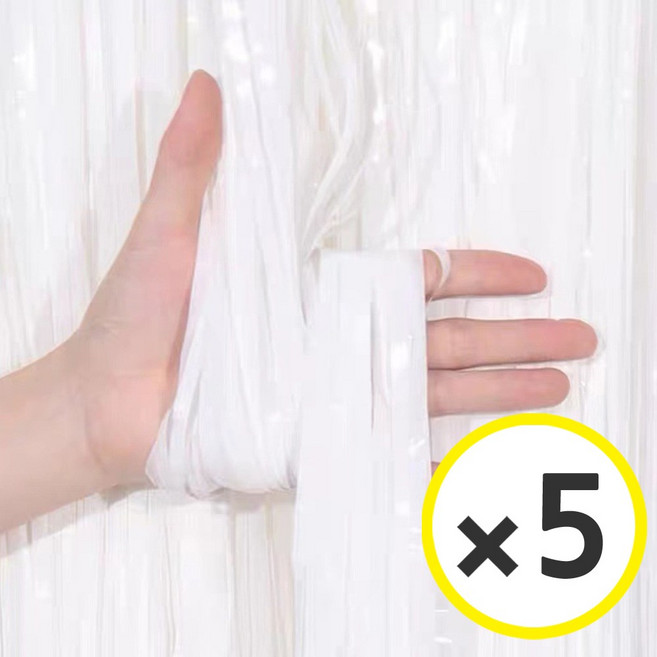 생일파티 용품 파티커튼 42컬러 홀로그램/새틴 무광/파스텔/샤이니 포토존 소품 은박 수술 가랜드 커튼 [에브리띵스마일], 샤이니 화이트, 5개