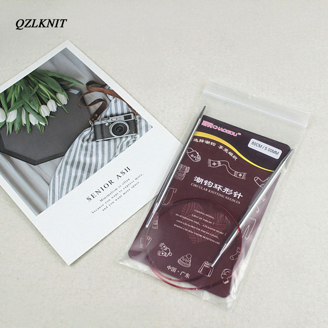 QZLKNIT 나일론 실 원형 뜨개질 바늘 크로셰 직조 핀 바느질 도구 양모 면사 DIY 니트 액세서리, 40cm, 3.5mm, 1개