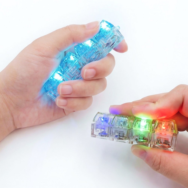 말랑베이비 키캡 키링 LED 불빛 키보드 딸깍이 열쇠고리, 1세트, 레인보우