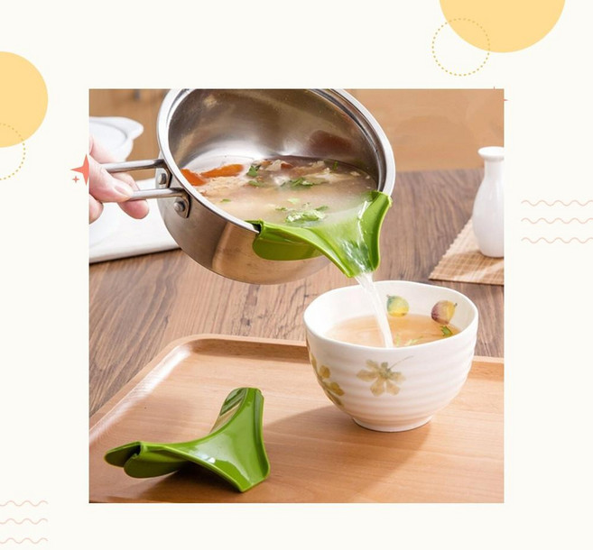 흘림방지용 주방용 조리 국물 따르개 깔대기 실리콘 클립형, 1개, 1cl1 2실리콘따르개-블루