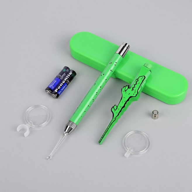 생활양식 악어새 환한 LED 귀이개 핀셋 돋보기, 1세트, 1개입