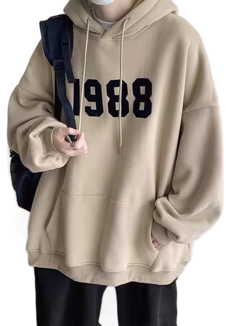 ANYOU 남성용 봄시즌 기모 오버핏 후드티 빈티지 데일리 맨투맨 베스트셀러