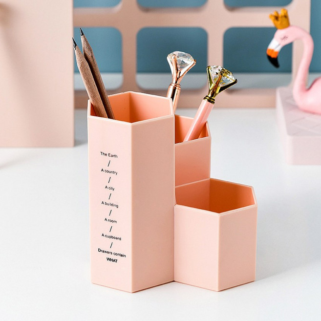 데어리즈 육각 3구 다용도정리함, 핑크, 1개